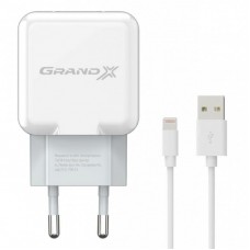 Зарядний пристрій Grand-X USB 5V 2,1A White + cable USB -> Lightning, Cu (CH03LTW) Зарядний пристрій Grand-X USB 5V 2,1A White + cable USB -> Lightning, Cu (CH03LTW)
