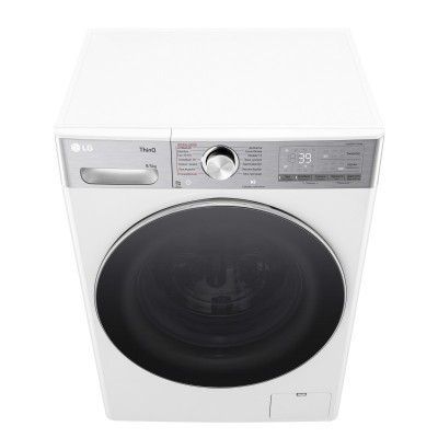 Прально-сушильна машина LG фронтальна, 9(5)кг, 1200, А, 48см, дисплей, пара, інвертор, EcoHybrid, білий