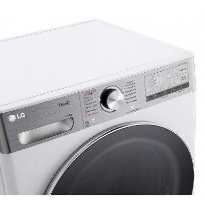 Прально-сушильна машина LG фронтальна, 9(5)кг, 1200, А, 48см, дисплей, пара, інвертор, EcoHybrid, білий