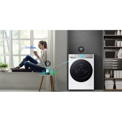 Прально-сушильна машина LG фронтальна, 9(5)кг, 1200, А, 48см, дисплей, пара, інвертор, EcoHybrid, білий