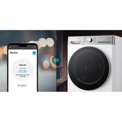 Прально-сушильна машина LG фронтальна, 9(5)кг, 1200, А, 48см, дисплей, пара, інвертор, EcoHybrid, білий