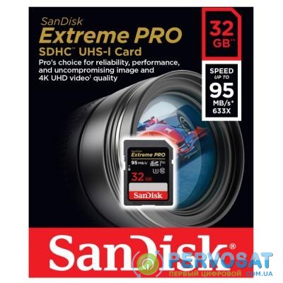 Карта памяти SANDISK 32GB SDHC Class10 UHS-I V30 4K Extreme Pro (SDSDXXG-032G-GN4IN)