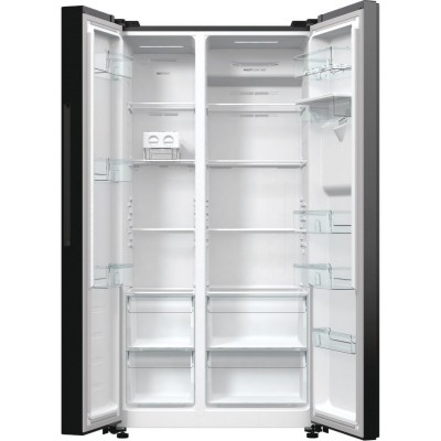 Холодильник SBS Gorenje, 179х67х92см, 2 двері, 353(191)л, А++, NF+, Інв., Зона св-ті, диспенсер, генератор льоду, Зовн. Диспл, чорний