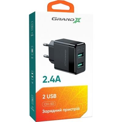 Зарядное устройство Grand-X CH-50 2USB 5V 2,4A (CH-50)