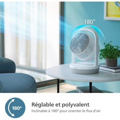 Вентилятор Philips настільний Series 2000, 22см, 28Вт, таймер, поворот 180, білий