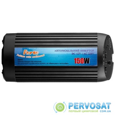 Автомобильный инвертор PORTO 12V/220V 150W, USB, ионизатор, Black (MNY-150B)