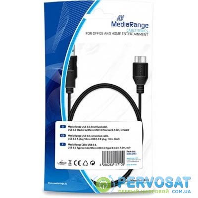 Дата кабель USB 3.0 AM to Micro 5P 1.0m MediaRange (MRCS153)