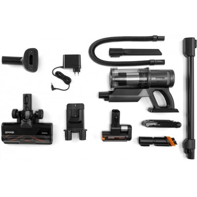 Пилосос Gorenje бездротовий, 190Вт, конт пил -0.6л, автон. робота до 60хв, HEPA, підсвічування, індикатор, турбощітка, чорний