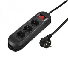Мережевий подовжувач НАМА "Colour" 3XSchuko, 3G*1.5мм, 3м, чорний Мережевий подовжувач НАМА "Colour" 3XSchuko, 3G*1.5мм, 3м, чорний