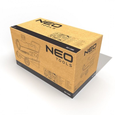Теплова гармата дизельна Neo Tools, прямого нагріву, 20кВт, 200м2, 600м3/год, колеса, чорний, 21.30кг