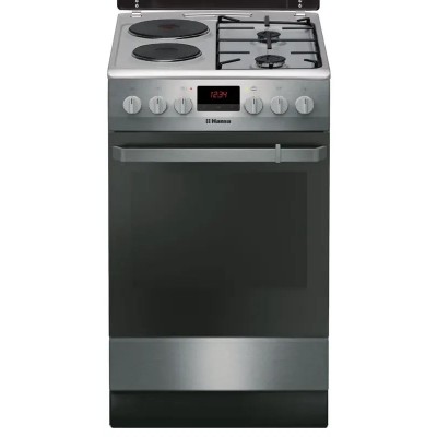 Плита Hansa з комбі. вар. поверхнею, 50х60см, 62л, емаль, газ контр., дисплей, нержавіюча сталь