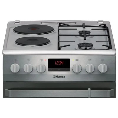 Плита Hansa з комбі. вар. поверхнею, 50х60см, 62л, емаль, газ контр., дисплей, нержавіюча сталь