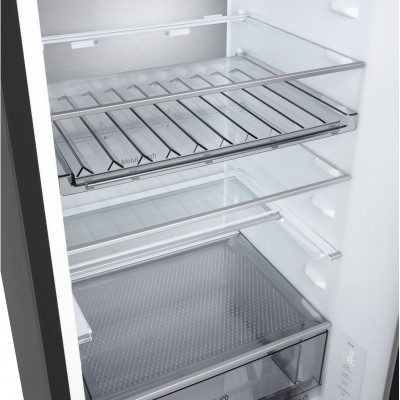 Холодильник LG з нижн. мороз., 203x60х68, холод.відд.-262л, мороз.відд.-113л, 2дв., E, NF, інв., диспл внутр., Fresh Сonverter, Metal Fresh, чорний матовий