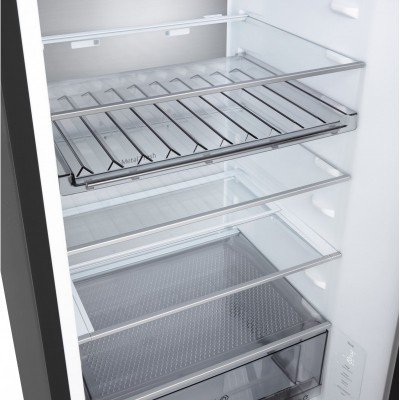 Холодильник LG з нижн. мороз., 203x60х68, холод.відд.-262л, мороз.відд.-113л, 2дв., E, NF, інв., диспл внутр., Fresh Сonverter, Metal Fresh, чорний матовий