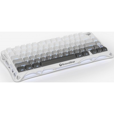 Клавіатура механічна GravaStar Mercury K1 80keys, GravaStar x Kailh Cheery Pink, EN/UKR, BT/WL/USB, білий