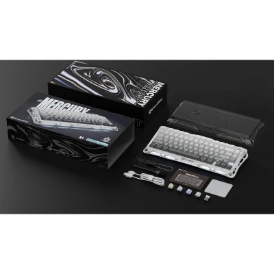 Клавіатура механічна GravaStar Mercury K1 80keys, GravaStar x Kailh Cheery Pink, EN/UKR, BT/WL/USB, білий
