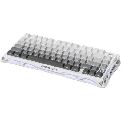 Клавіатура механічна GravaStar Mercury K1 80keys, GravaStar x Kailh Cheery Pink, EN/UKR, BT/WL/USB, білий