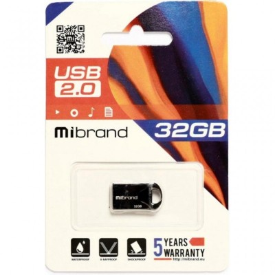 USB флеш накопитель Mibrand 32GB Hawk Black USB 2.0 (MI2.0/HA32M1B)