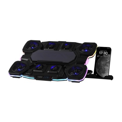 Підставка для ноутбука 2E GAMING CPG-012, до 17.3", 1xUSB-C, LCD/semiconductor cooling pad, RGB, чорний