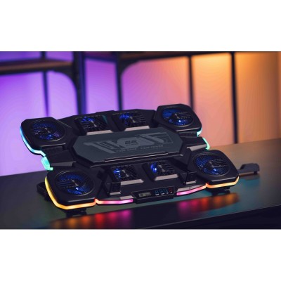Підставка для ноутбука 2E GAMING CPG-012, до 17.3", 1xUSB-C, LCD/semiconductor cooling pad, RGB, чорний