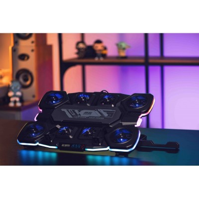 Підставка для ноутбука 2E GAMING CPG-012, до 17.3", 1xUSB-C, LCD/semiconductor cooling pad, RGB, чорний