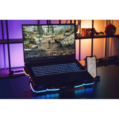 Підставка для ноутбука 2E GAMING CPG-012, до 17.3", 1xUSB-C, LCD/semiconductor cooling pad, RGB, чорний