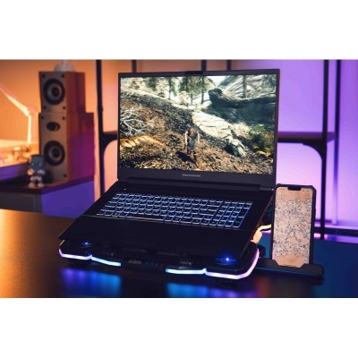 Підставка для ноутбука 2E GAMING CPG-012, до 17.3", 1xUSB-C, LCD/semiconductor cooling pad, RGB, чорний