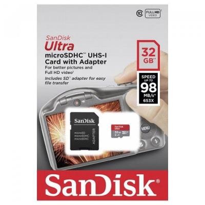 Карта пам'яті SANDISK 32GB microSDHC class 10 UHS-I A1 Ultra (SDSQUAR-032G-GN6IA)