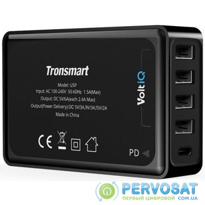 Зарядное устройство Tronsmart U5P 60W USB PD Desktop Charger with VoltiQ Black (232389)