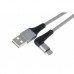 Дата кабель USB 2.0 AM to Micro 5P 1.0m right angle round fabric 2E (2E-CCMTR-1MGR)