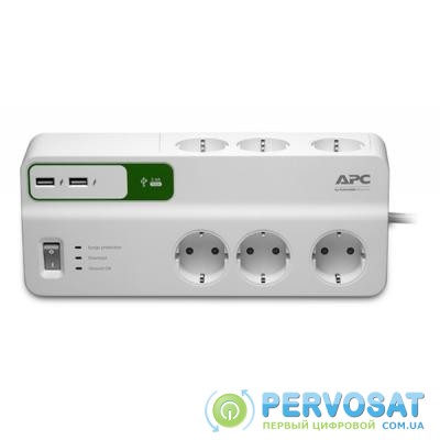 Сетевой фильтр питания APC Essential SurgeArrest 6 outlets + 2 USB (5V, 2.4A) port (PM6U-RS)
