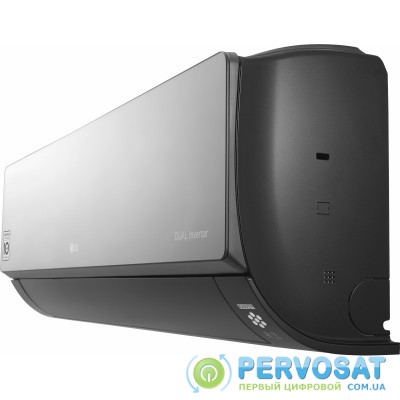 Кондиціонер LG Artcool Mirror AC09BQ, 25 м2, інвертор, A++/A+, до -15°С, R32, Wi-Fi, чорний