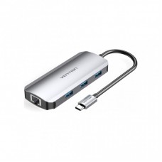 Концентратор Vention USB3.1 Type-C --> HDMI/USB 3.0x3/RJ45/PD 100W Hub 6-in-1 (TOHHB) Концентратор Vention USB3.1 Type-C --> HDMI/USB 3.0x3/RJ45/PD 100W Hub 6-in-1 (TOHHB)