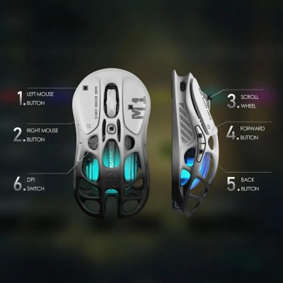 Миша GravaStar Mercury M1 Pro, BT/WL/USB-A, RGB, чорно-білий