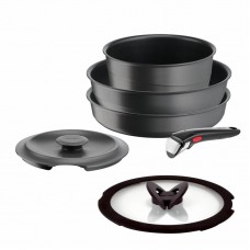 Набір посуду Tefal Ingenio Inspiration, 6 предметів, алюміній, скло, бакеліт, чорний Набір посуду Tefal Ingenio Inspiration, 6 предметів, алюміній, скло, бакеліт, чорний