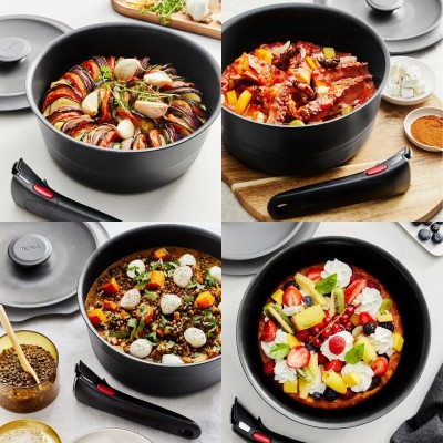 Набір посуду Tefal Ingenio Inspiration, 6 предметів, алюміній, скло, бакеліт, чорний Набір посуду Tefal Ingenio Inspiration, 6 предметів, алюміній, скло, бакеліт, чорний