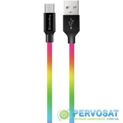 Дата кабель USB 2.0 AM to Micro 5P 1.0m multicolor ColorWay (CW-CBUM017-MC)