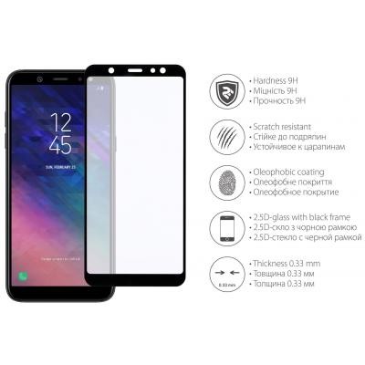 Скло захисне 2E для Samsung Galaxy A6+ 2.5D Black border Full Glue (2E-TGSG-GA6P-25D)