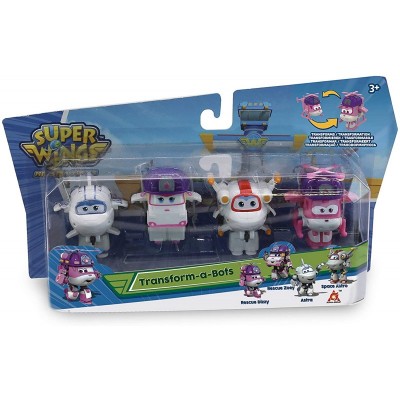 Ігровий набір Super Wings Transform-a-bots, 4 фігурки-трансформери, Діззі рятувальник, Зої , Астра, Астро