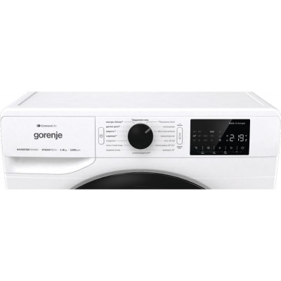 Пральна машина Gorenje фронтальна, 8кг, 1200, A+++, 55см, дисплей, інвертор, пара, Wi-Fi, білий