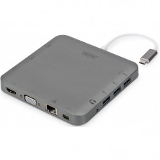 Хаб DIGITUS USB-C > HDMI/VGA/miniDisplayPort/3xUSB-A/USB-C/SD/MicroSD/RJ54/Audio Хаб DIGITUS USB-C > HDMI/VGA/miniDisplayPort/3xUSB-A/USB-C/SD/MicroSD/RJ54/Audio
