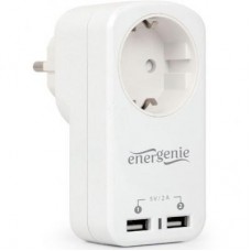 Зарядний пристрій EnerGenie 2 USB по 2.1A со сквозной розеткой (EG-ACU2-01-W) Зарядний пристрій EnerGenie 2 USB по 2.1A со сквозной розеткой (EG-ACU2-01-W)