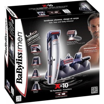 Набір для стрижки Babyliss, для голови, вусів, бороди,носа і тіла, мережа+акум., насадок-10, сріблястий
