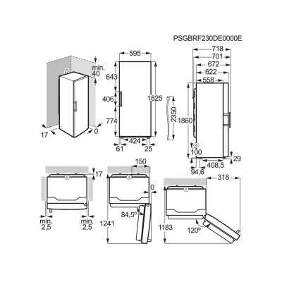 Холодильна камера Electrolux, 186x60х65, 390л, E, ST, інв., зона св-ті, нерж