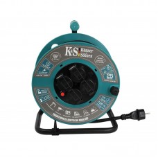 Подовжувач мережевий Konner&Sohnen KSCR-25M KS 2E 4хТип F, 3х2.5мм кв, 16A, на котушці, 25м, зелений Подовжувач мережевий Konner&Sohnen KSCR-25M KS 2E 4хТип F, 3х2.5мм кв, 16A, на котушці, 25м, зелений