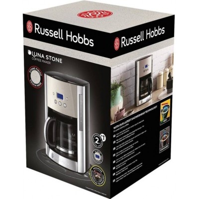 Кавоварка Russell Hobbs крапельна Luna Stone, 1.5л, мелена, LED-дисплей, підігрів чашок, чорно-сріблястий
