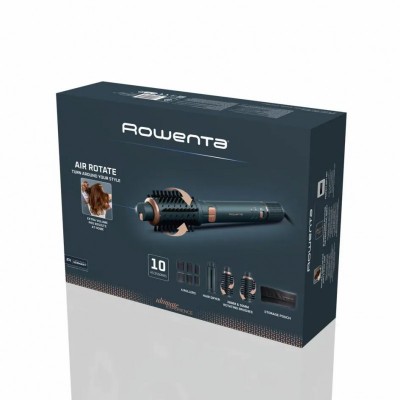 Фен-щітка Rowenta Air Rotate, 1300Вт, 4 режими, іоніз-я, хол. обдув, функція фену, 3 насадки, кераміка, чорно-золотий