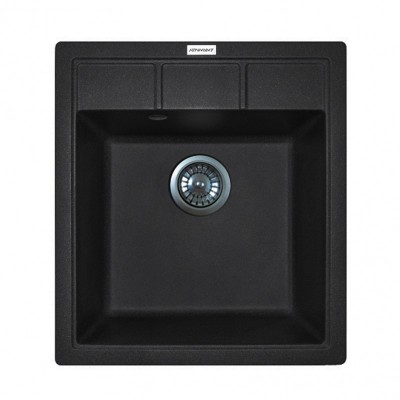 Набір кухонна Adamant Brick, штучний камінь, квадрат, без крила, 460x515x200мм, чаша - 1, врізна, чорний + змішувач Набір кухонна Adamant Brick, штучний камінь, квадрат, без крила, 460x515x200мм, чаша - 1, врізна, чорний + змішувач
