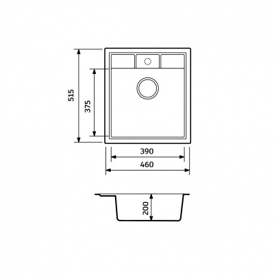 Набір кухонна Adamant Brick, штучний камінь, квадрат, без крила, 460x515x200мм, чаша - 1, врізна, чорний + змішувач Набір кухонна Adamant Brick, штучний камінь, квадрат, без крила, 460x515x200мм, чаша - 1, врізна, чорний + змішувач