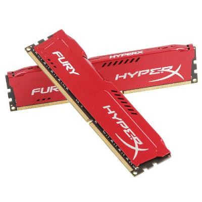 Модуль пам'яті для комп'ютера DDR3 8Gb (2x4GB) 1600 MHz HyperX Fury Red Kingston Fury (ex.HyperX) (HX316C10FRK2/8)